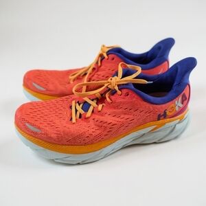 Hoka Clifton 8 Orange Blue Running Shoes Mens Sz 12